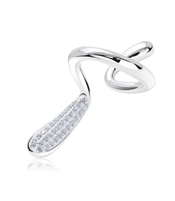 Beautiful Roll Shape with CZ Stone Silver Ear Cuff EC-1457